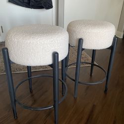 Boucle Backless Counter Stools Set of 2