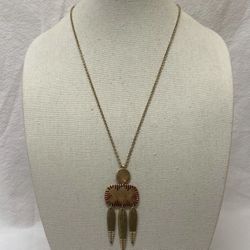 Lucky Brand Hammered Goldtone Thread Wrap  Pendant Necklace