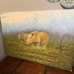 Artwork- Cavas - wall art- rhinos. Home Decor