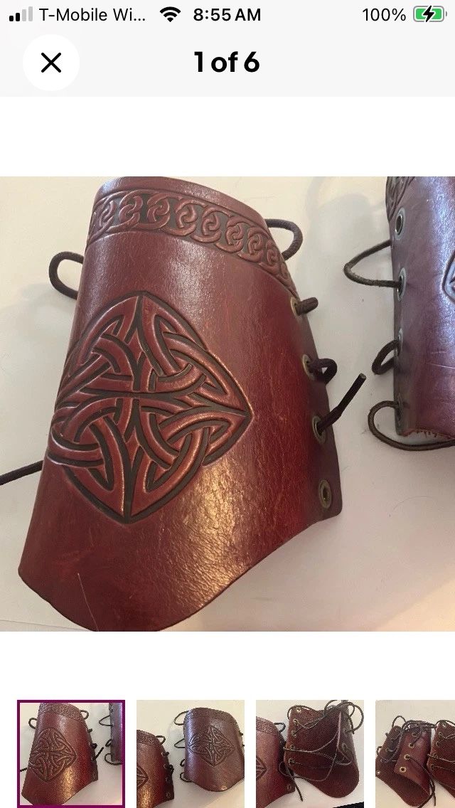 Set Of Hand Tooled Leather Cuffs