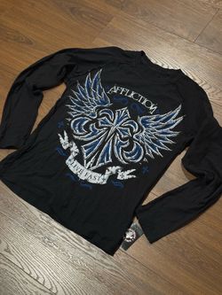 New Affliction Vibrations Long Sleeve T-Shirt Black Sz S