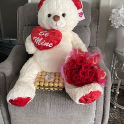 Big Bear With 12roses And 48 Chocolates 