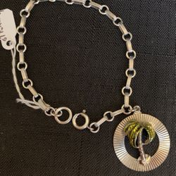 Sterling silver charm bracelet with palm tree charm