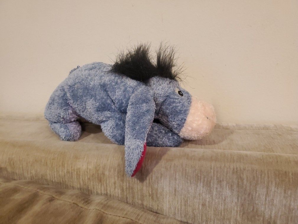 Vintage Disney Store Floppy Laying Eeyore plush Detachable Tail 16"

