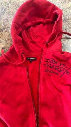 Size M Ed Hardy Brand Zip up crop hoodie (Girls/juniors)