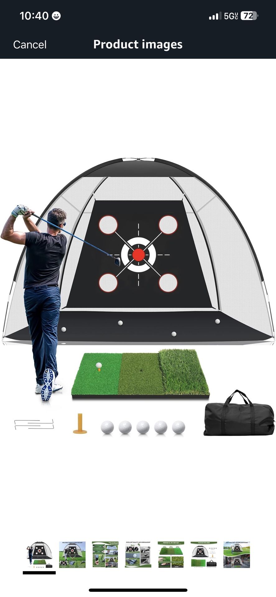 Golf Net with Practice Mat, Golf Hitting Aid Nets 10x7FT for Backyard Driving Chipping Training Swing with Target Mat Balls for Outdoor Indoor, Gifts