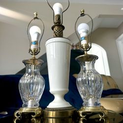 Decorative Vintage Lamps – Glass & Ceramic Base – 3 Piece Set -