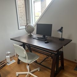 Wood Desk / Table, Adjustable Height