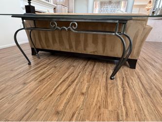 Wrought Iron Console Table with Glass Top