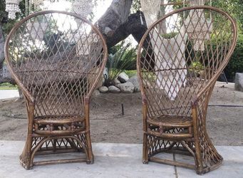 Peacock chairs - Rare Set Of Vintage Rattan Peacock Chairs