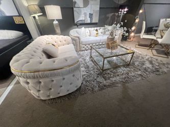 Tufted Velvet Sofa and Loveseat Set