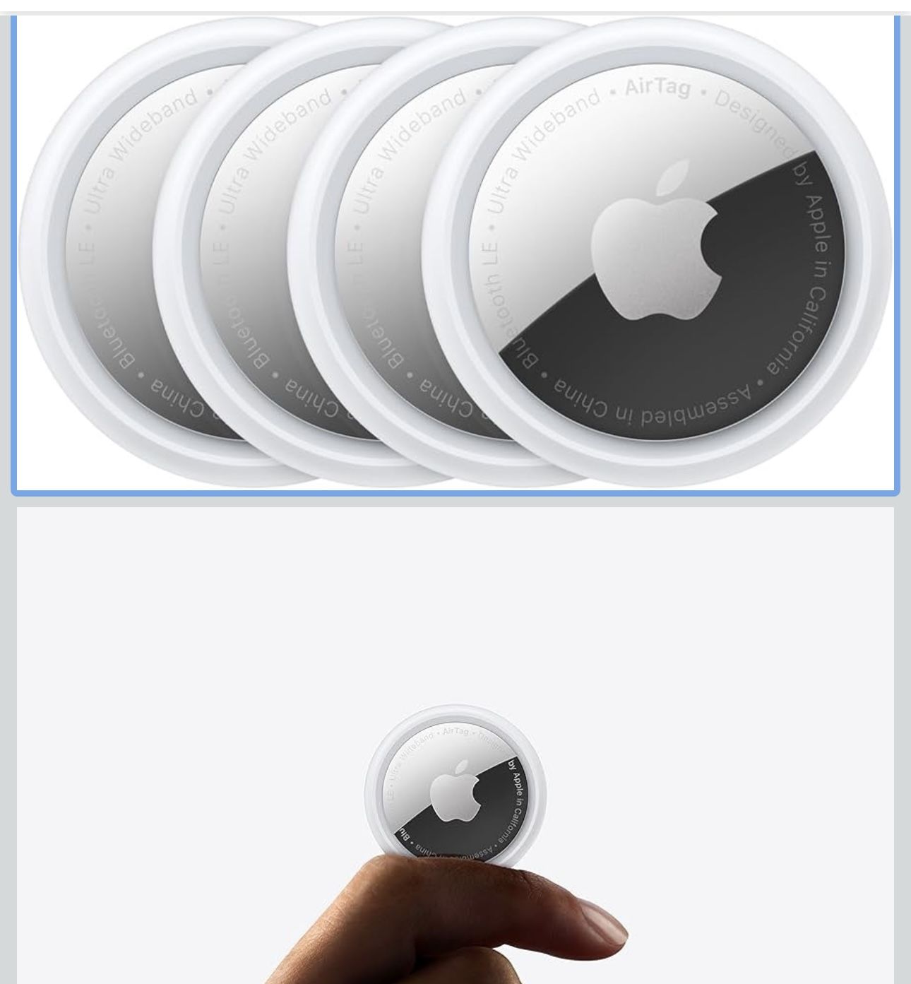 Apple AirTag 4 Pack. Keep Track of and find Your Keys, Wallet, Luggage, Backpack, and More. Simple one-tap Set up with iPhone or iPad