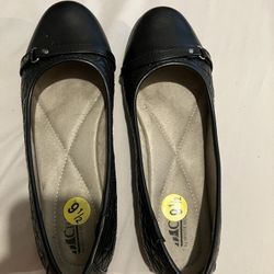 Black Pleather Flats