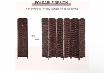 2 divisions of 110$ 6-Panel Woven Wicker Room Divider - Dark Brown
