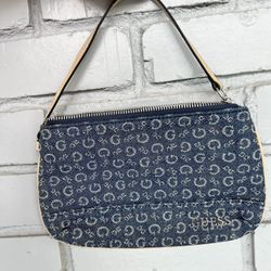 Guess Denim Monogram Shoulder Bag