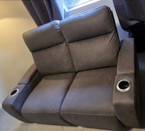 Reclining Loveseat-Power, Lights, Storage, And Cup Holders