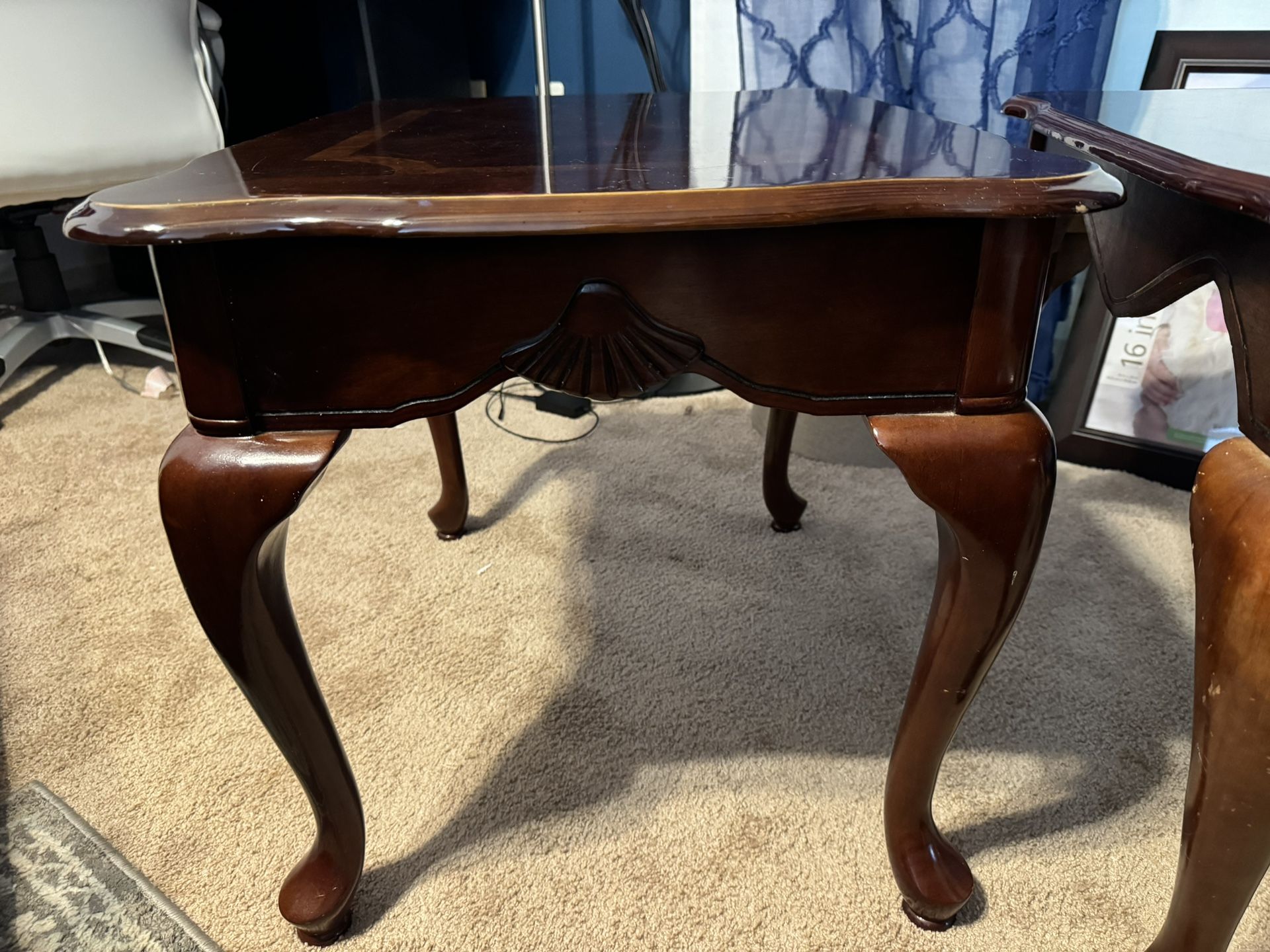 two wood end tables 