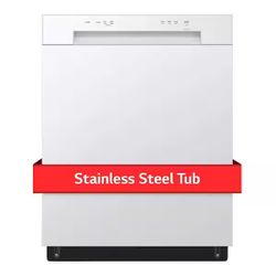 24 in. White Front Control Dishwasher with Stainless Steel Tub and SenseClean