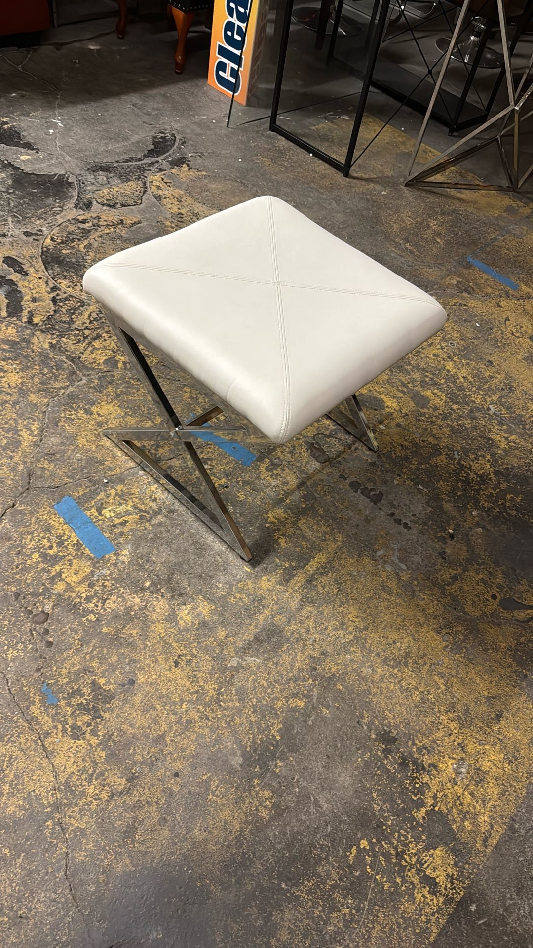 White Leather Ottoman