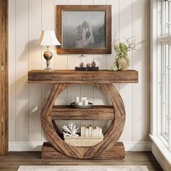 Rustic Farmhouse 3-Tier Console Table