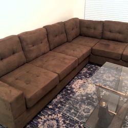 Heights Chocolate Reversible Sectional with Storage Ottoman /couch 