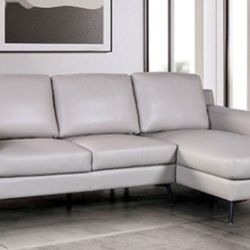 Brand New Grey Leather Modern Style Sectional Sofa 