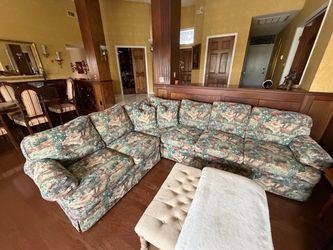 Floral Tapestry Sectional Sofa