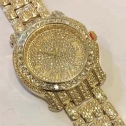 Men’s 14k Gold Plated lab Diamonds Watch