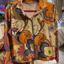 MIRROR IMAGE MULTI COLOR MOD PRINT JACKET Size LARGE smoke free (g) 