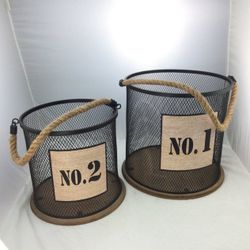 Industrial Style Storage Baskets Bins With Rope Handles