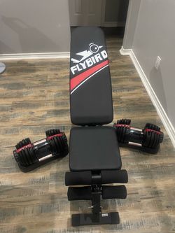 Bowflex adjustable dumbbells and bench