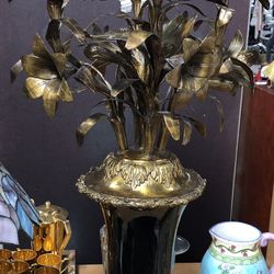 Vintage Flower Shaped Bronze Candle Holder 