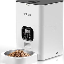 VOLUAS Automatic Cat Feeders - Timed Pet Feeder for Cats and Dogs with Dry Food Dispenser, Desiccant Bag, Programmable Portion Control, 4 Daily Meals,