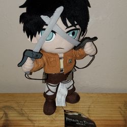 Attack On Titan Eren Yeager 8 Inch Plush With Tags! Excellent Condition! 