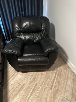 Single Leather Rocking Recliner Black