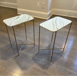 Pair of Marble Top Gold Side Tables (x 2)