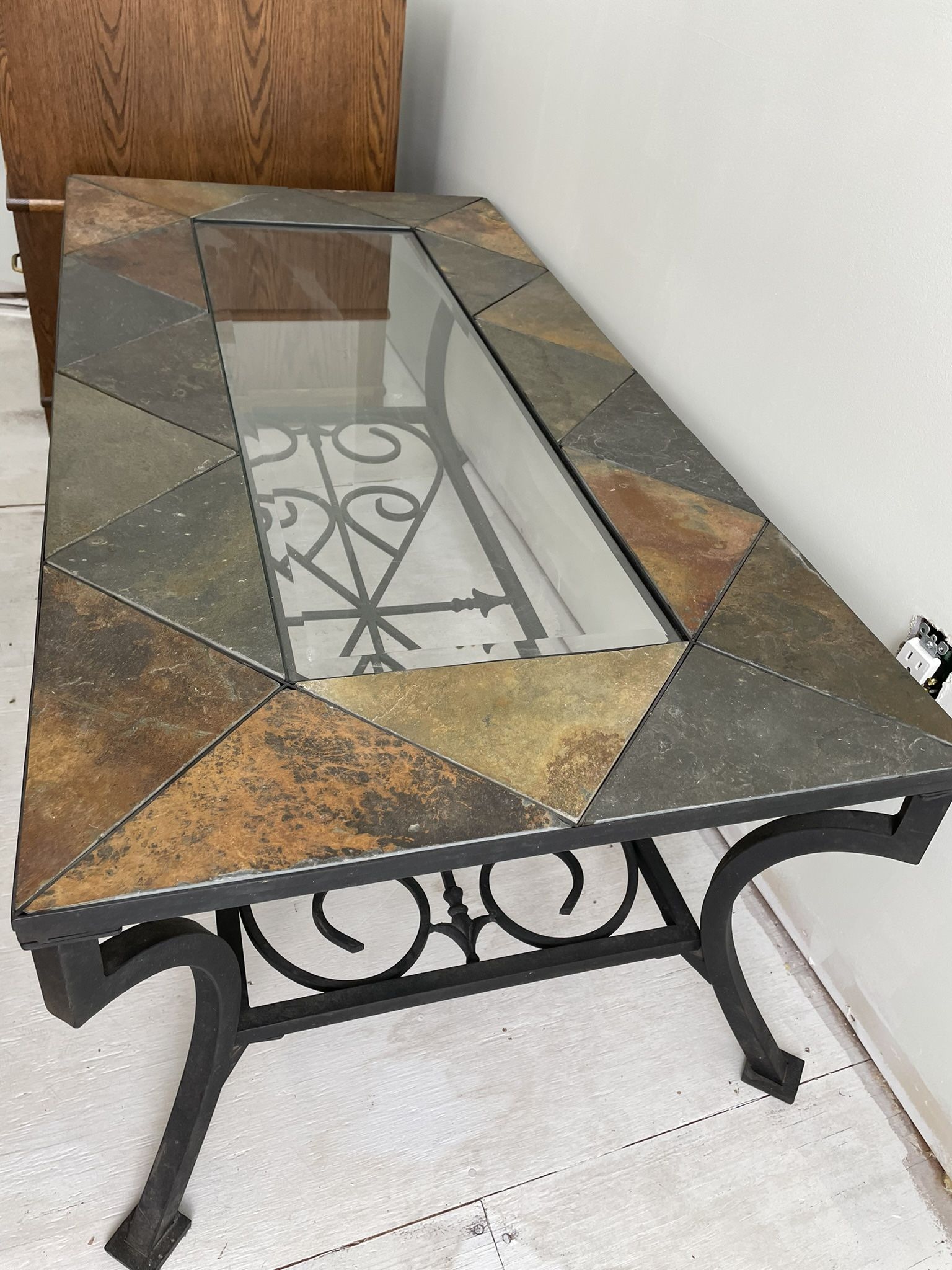 Beautiful Slate And Glass Top Coffee Table