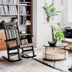 New Single LUE BONA Rocking Chair Outdoor/Indoor, Weather Resistant Poly Plastic, High Back Smooth,