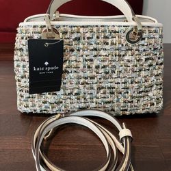 Kate Spade Carey Metallic Tinsel Tweed Sullivan Satchel Crossbody Bag - Brand New
