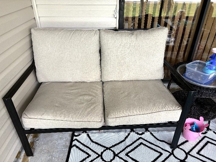 Cast Aluminum Patio Loveseat And Coffee Table