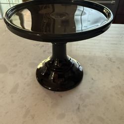 Set of 2 Black Milk Glass Cake Stands – 6 Inch – Pedestal Dessert Plates