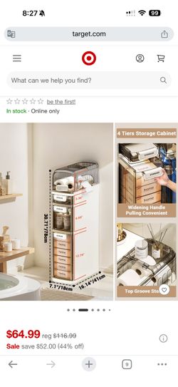 3 Tier Slim Bathroom Storage Cabinet