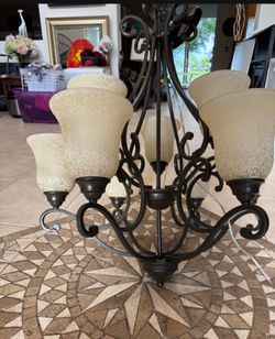 9 Light Antique Bronze Chandelier/Bulbs Not Included