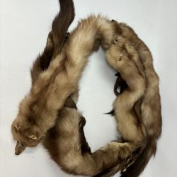 Vintage Mink Fur Stole Wrap Full Pelts w/ Heads, Legs & Tails “GW”