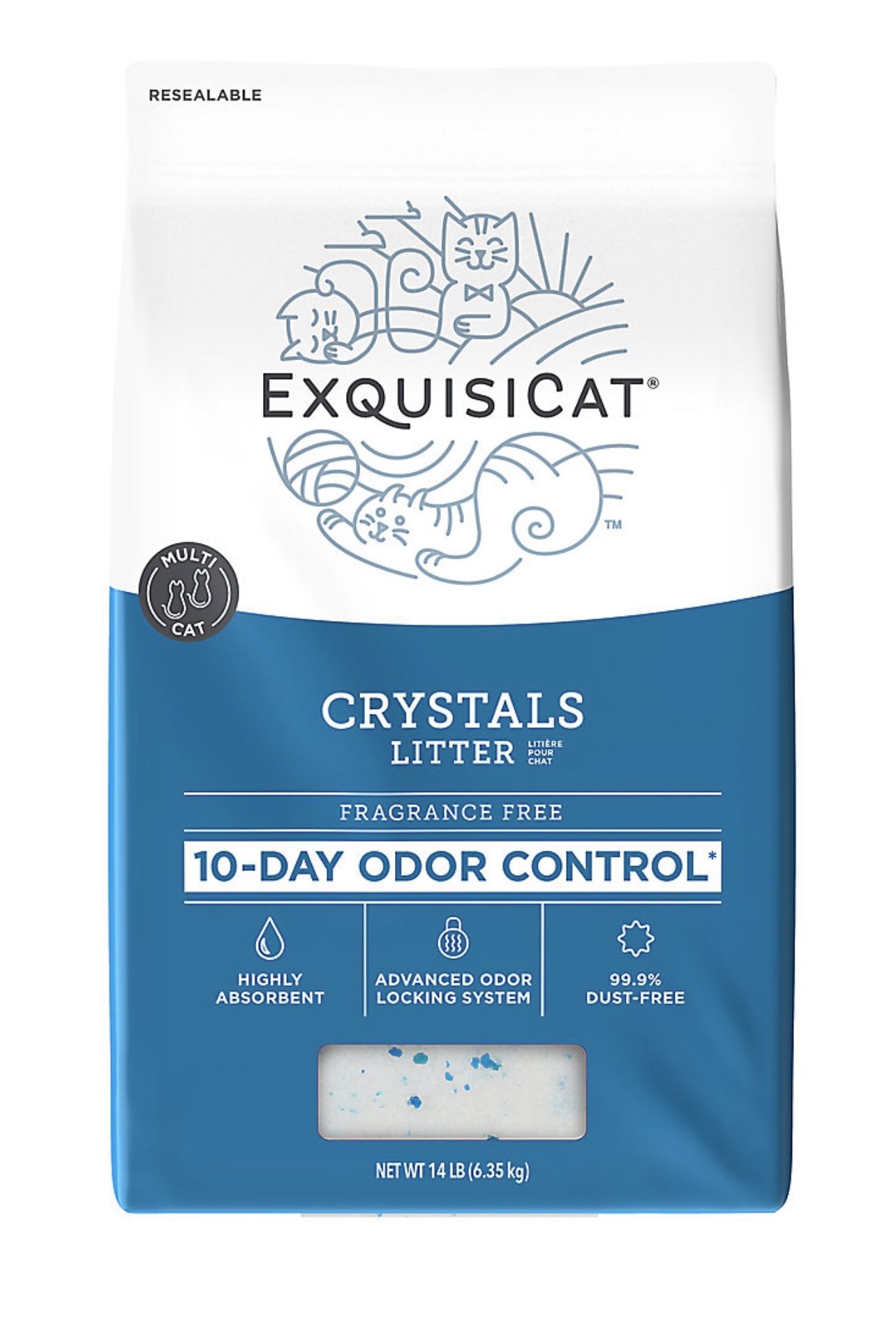 ExquisiCat Crystals Multi-Cat Silica Cat Litter - Unscented, Low Dust