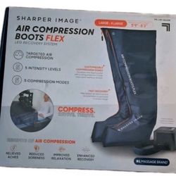 Sharper Image Air Compression Boots Large/XL 5 Intensities, 5 Massages - Blue