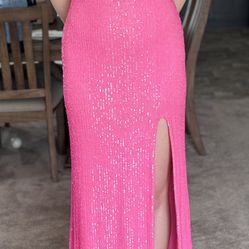 Pink Sequin Prom Dress 