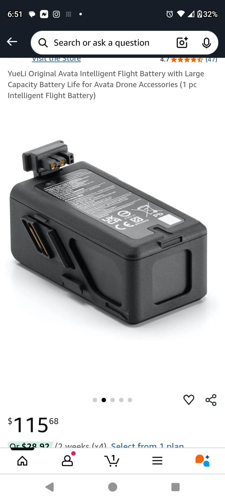 New DHI Avata Drone Battery
