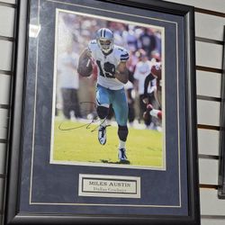 Signed Autograph Miles Austin Dallas Cowboys Framed Football Photo Collectible
