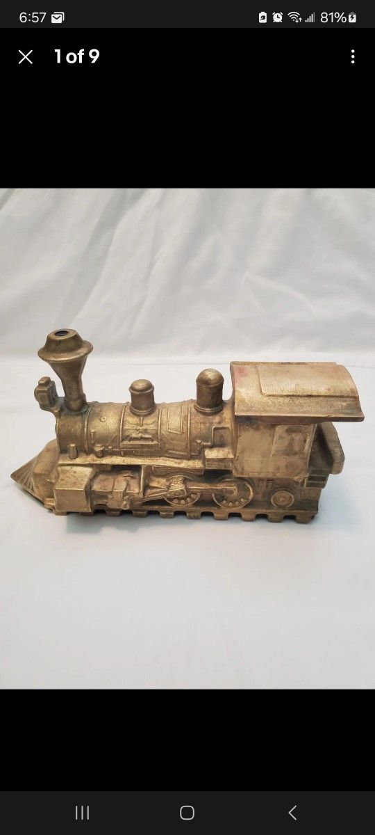 Rare SOLID BRASS Humidifier TRAIN ENGINE Steam WOOD STOVE Vintage 15 pounds
